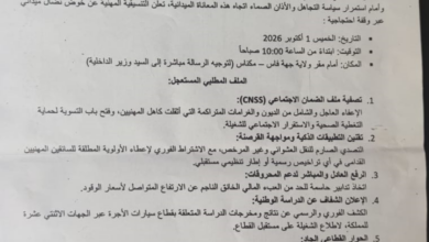 Photo of يلاغ إخباري وتنديدي من التنسيقية المهنية لقطاع سيارات الأجرة